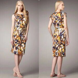 Tory Burch Verda Printed Silk Cowl Midi Dress Multicolor Size Medium